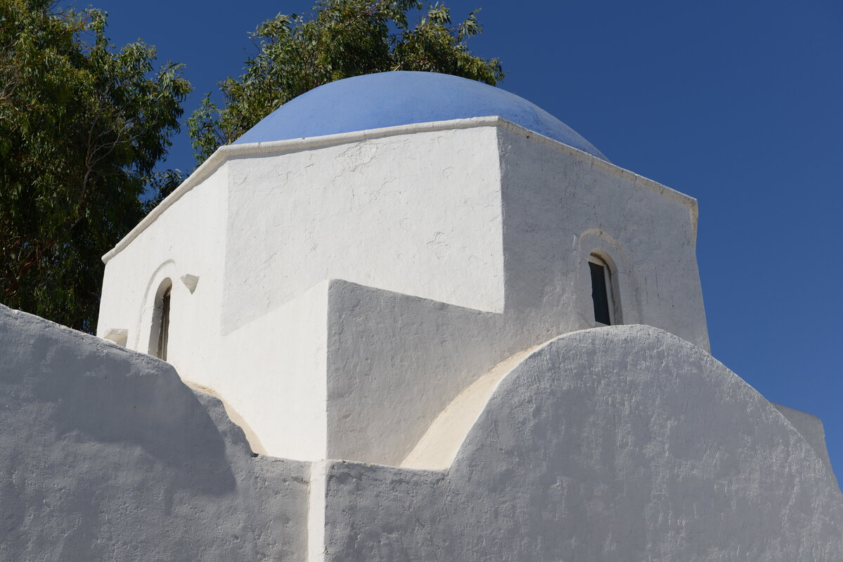 The roof top of the Catholic church in Mykonos Town.